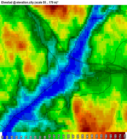 Elvestad elevation map