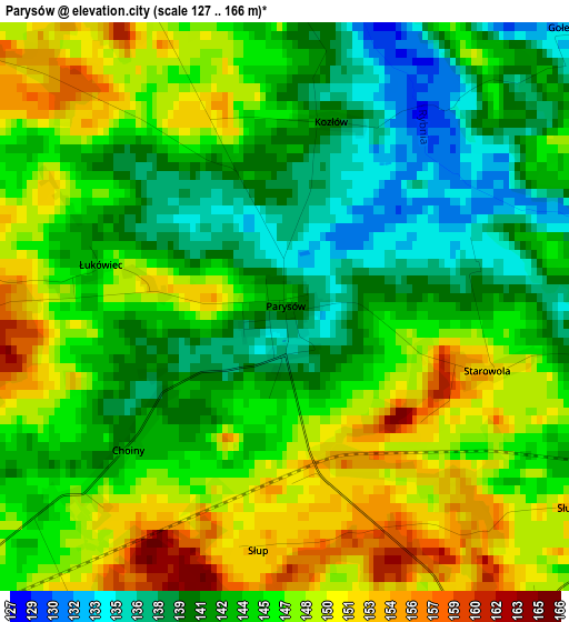 Parysów elevation map