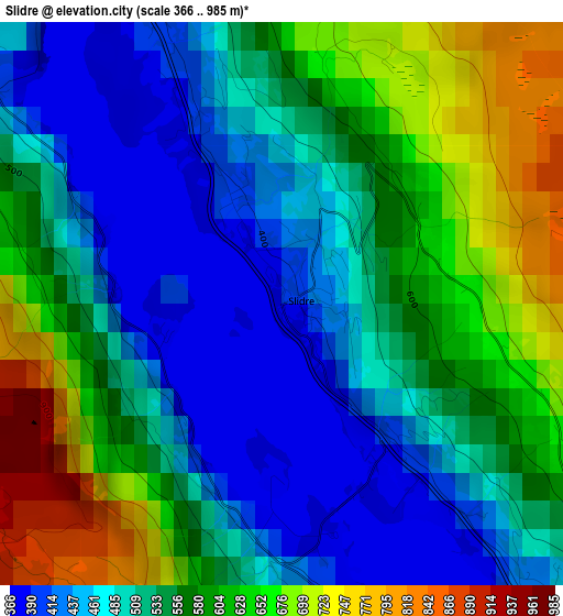 Slidre elevation map