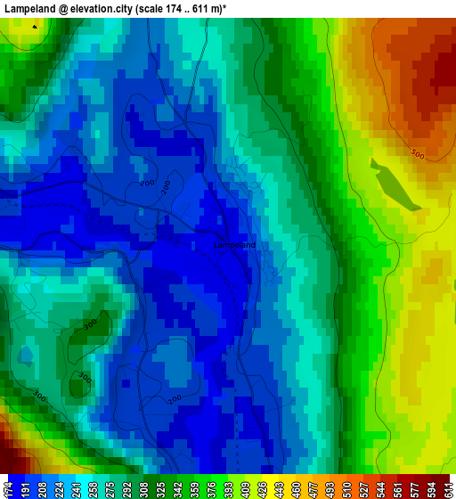 Lampeland elevation map