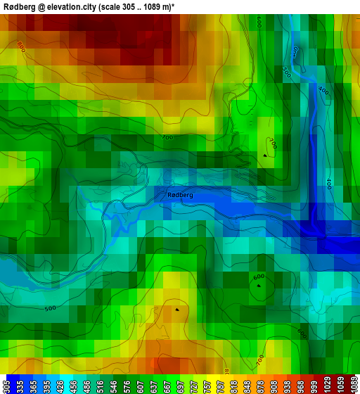 Rødberg elevation map