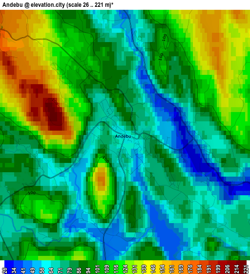 Andebu elevation map