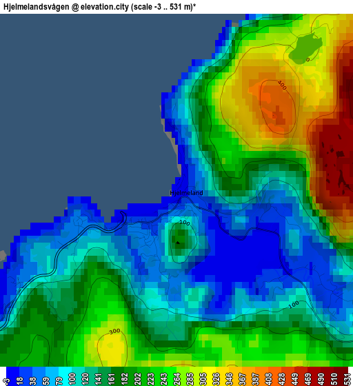 Hjelmelandsvågen elevation map