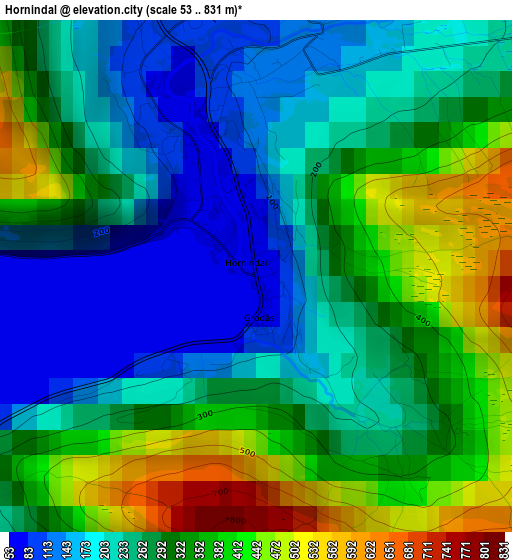 Hornindal elevation map