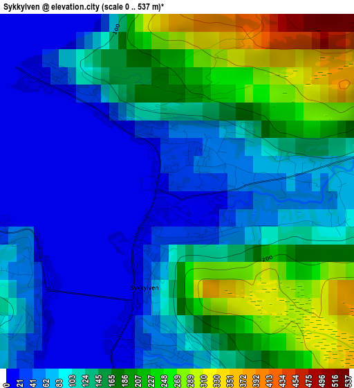 Sykkylven elevation map