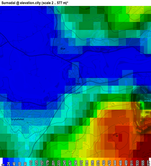 Surnadal elevation map