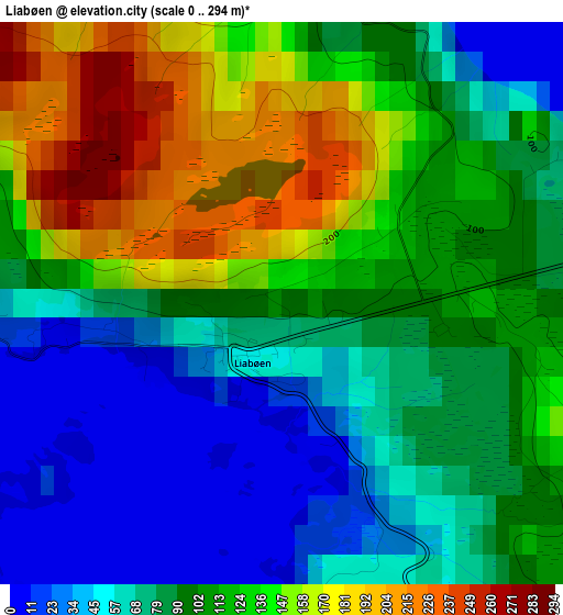 Liabøen elevation map