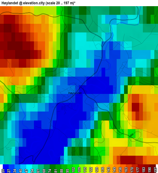 Høylandet elevation map