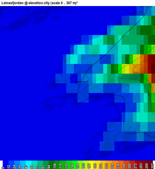 Leinesfjorden elevation map