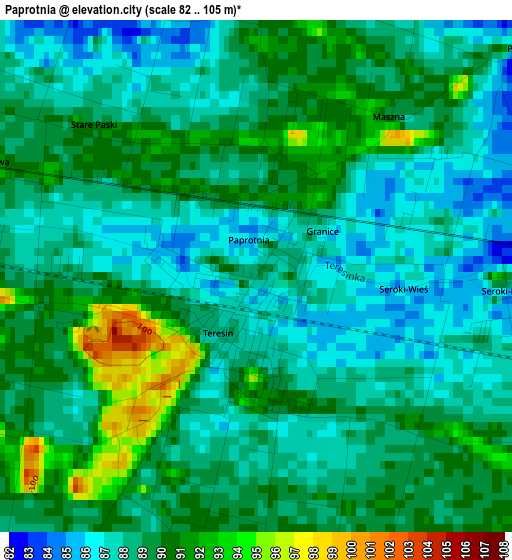 Paprotnia elevation map