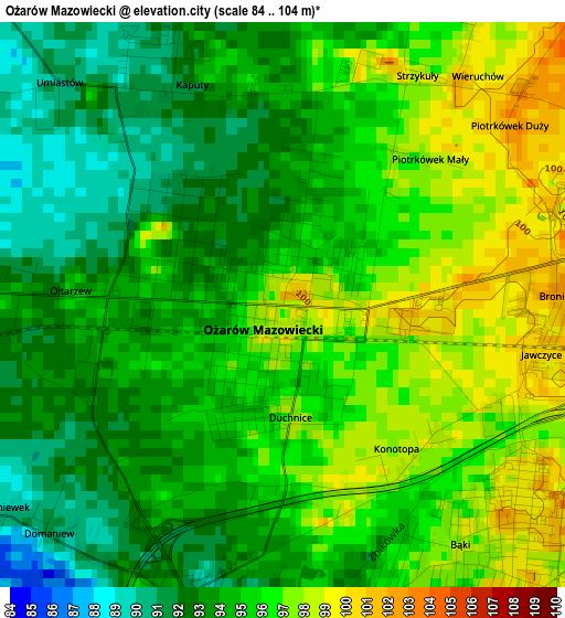 Ożarów Mazowiecki elevation map