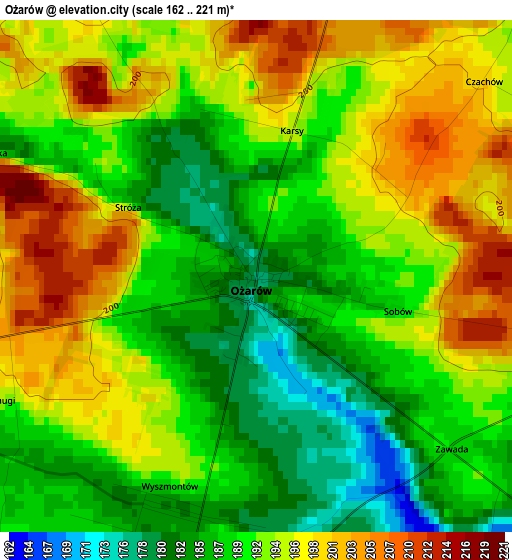 Ożarów elevation map