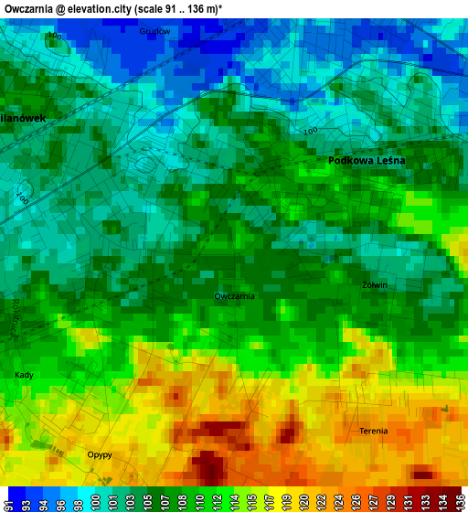 Owczarnia elevation map