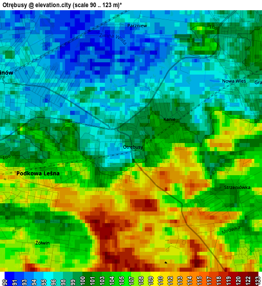 Otrębusy elevation map