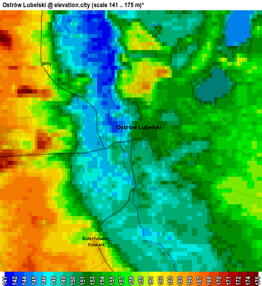 Ostrów Lubelski elevation map