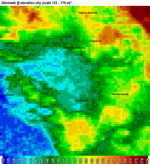 Ostrówek elevation map