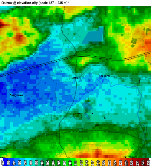 Ostrów elevation map