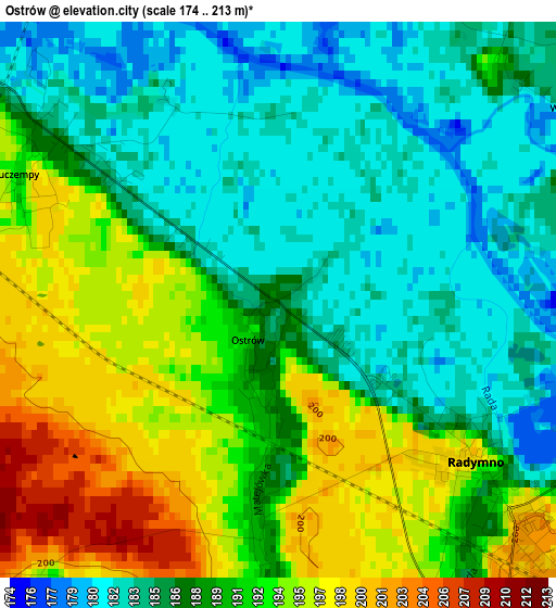 Ostrów elevation map