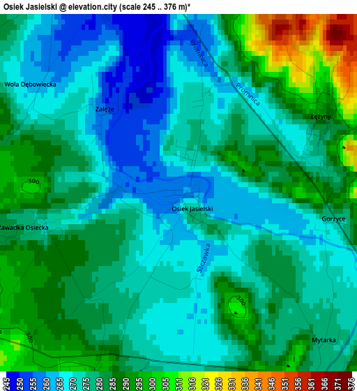 Osiek Jasielski elevation map