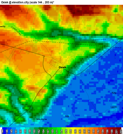 Osiek elevation map