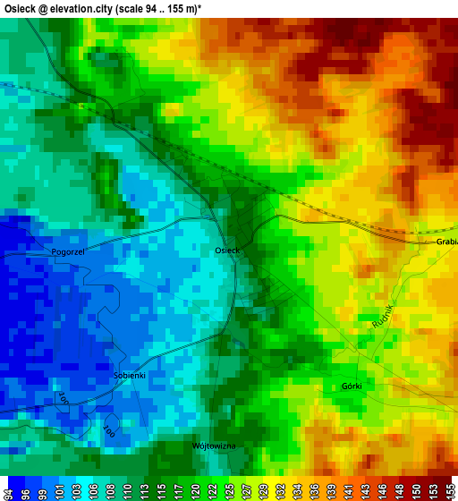 Osieck elevation map