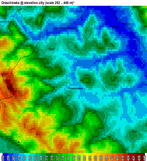 Orzechówka elevation map