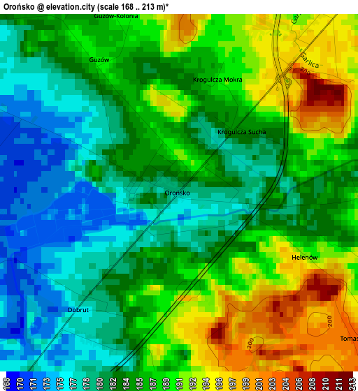 Orońsko elevation map