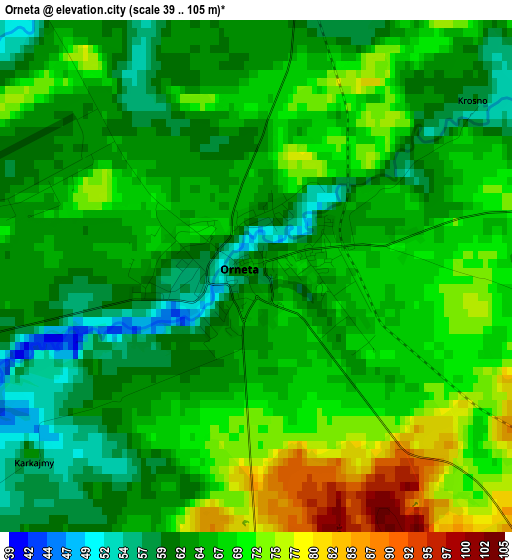 Orneta elevation map