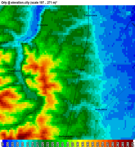 Orły elevation map