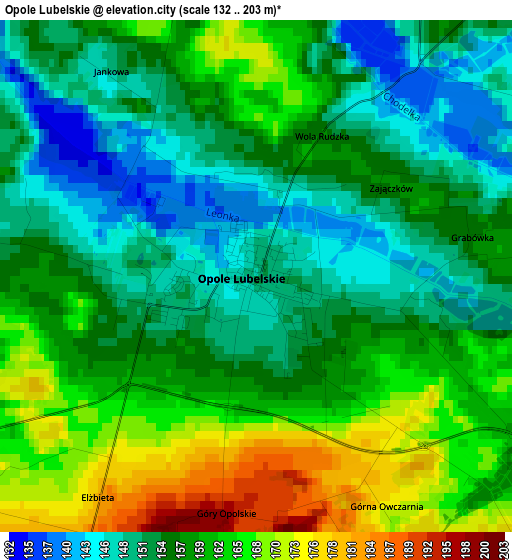 Opole Lubelskie elevation map