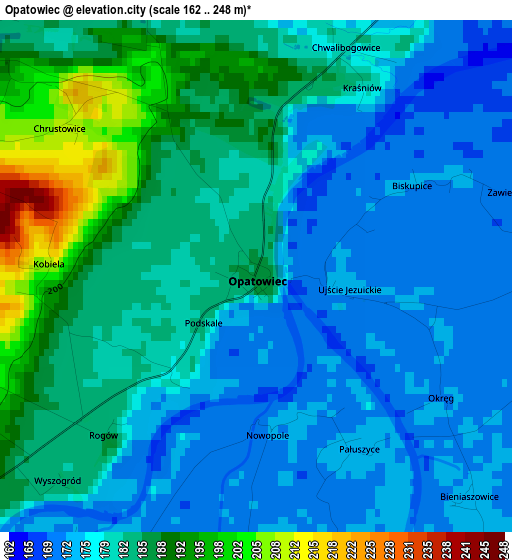 Opatowiec elevation map