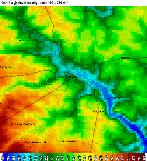 Opatów elevation map