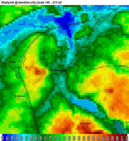 Olsztynek elevation map