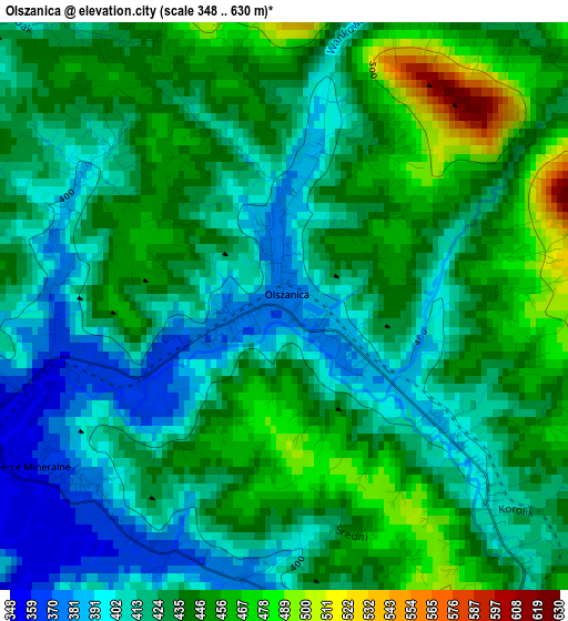 Olszanica elevation map