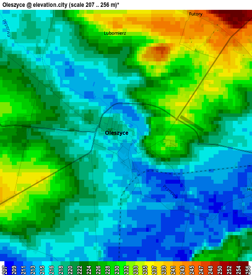 Oleszyce elevation map