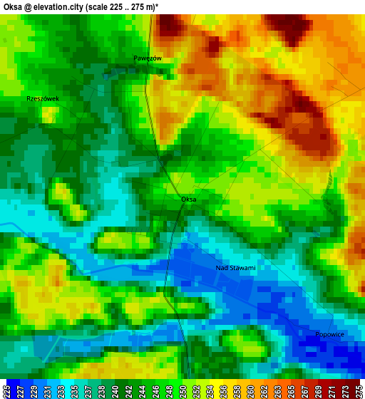 Oksa elevation map