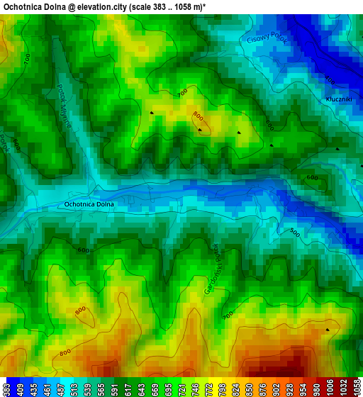 Ochotnica Dolna elevation map