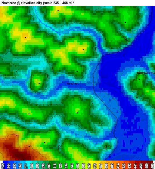 Nozdrzec elevation map