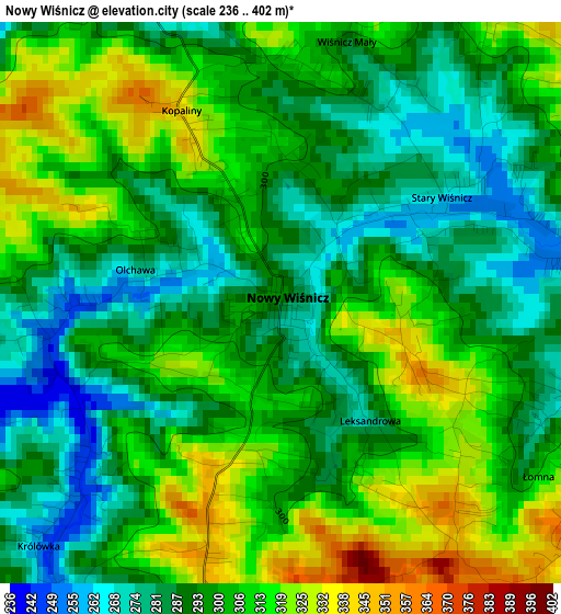 Nowy Wiśnicz elevation map