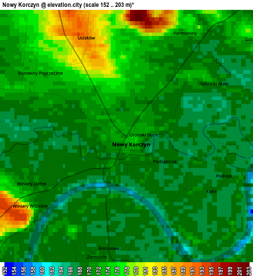 Nowy Korczyn elevation map
