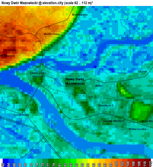 Nowy Dwór Mazowiecki elevation map