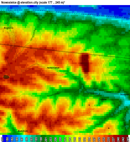 Nowosielce elevation map