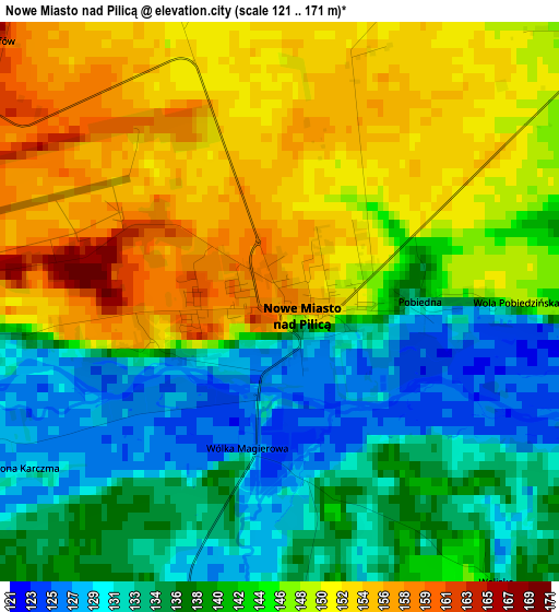 Nowe Miasto nad Pilicą elevation map