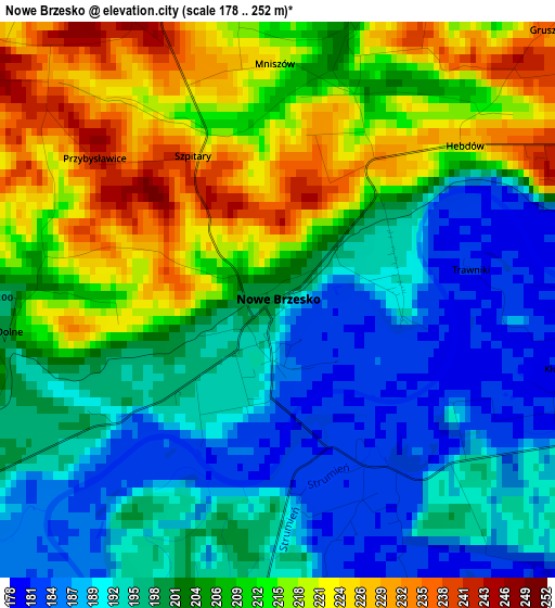 Nowe Brzesko elevation map