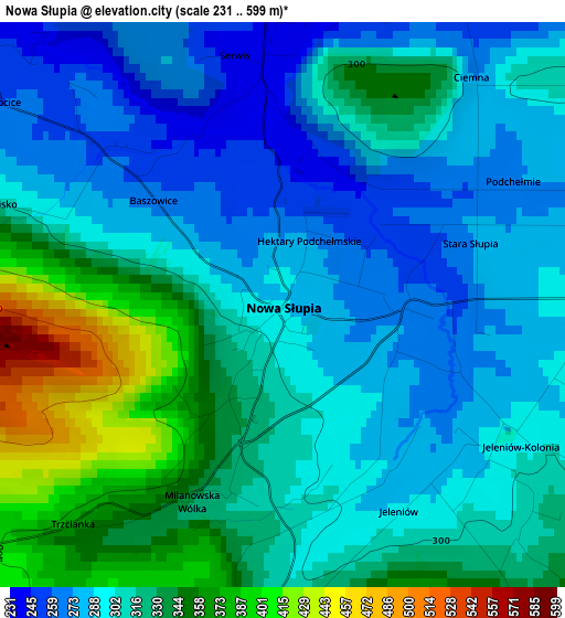 Nowa Słupia elevation map