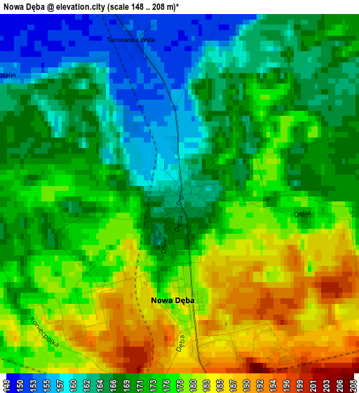 Nowa Dęba elevation map