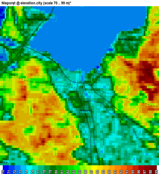 Nieporęt elevation map