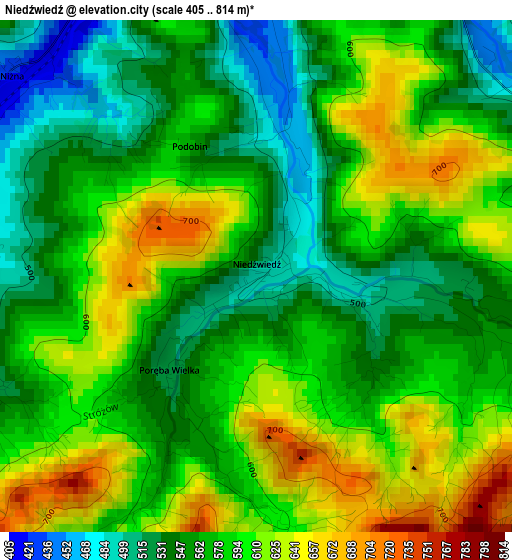 Niedźwiedź elevation map