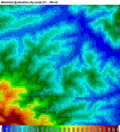 Niechobrz elevation map