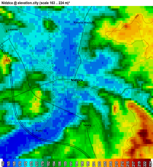 Nidzica elevation map